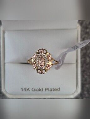 Cynthia White Yellow & Rose Three Color Virgin Mary Cubic Zirconia Ring Size: 9